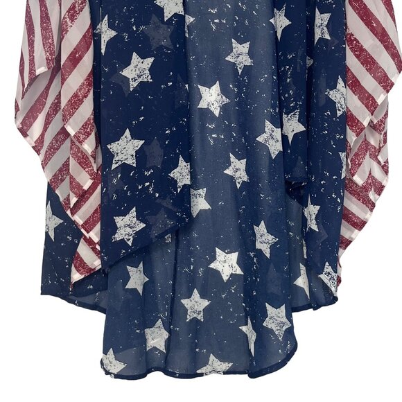 Wallflower Womens Star & Stripes Kimono Cardigan Patriotic Blue Size Medium - Picture 4 of 7